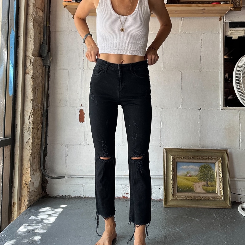 Flying Monkey black distressed cropped jeans